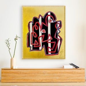 Erotism - Canvas Panel Painting 16 x 20! With Gold Foil and Acrylic Paint